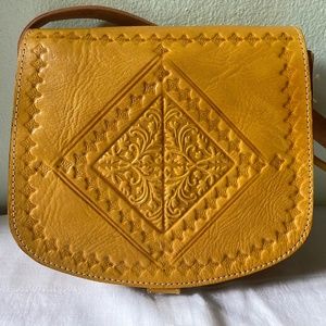 Handmade Yellow Embossed Handbag